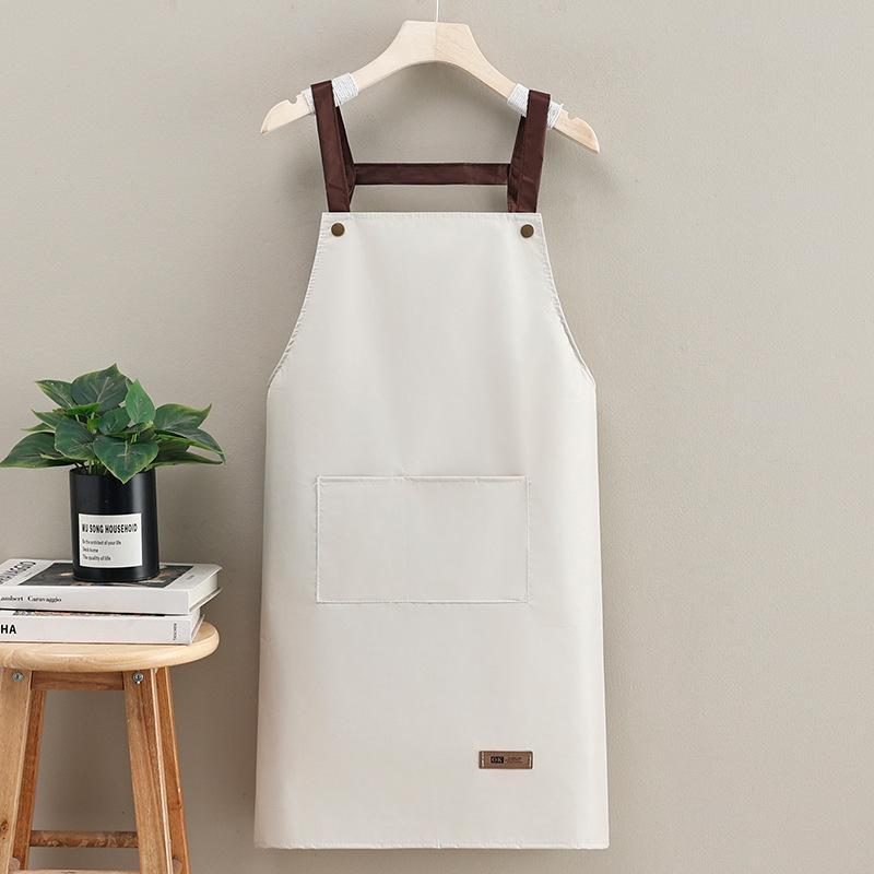 Solid Color Waterproof & Oil-proof Apron, 1 Count Durable Fashionable Apron with Pocket,  Household Apron for Home Kitchen Baking House Coffee Shop Garden