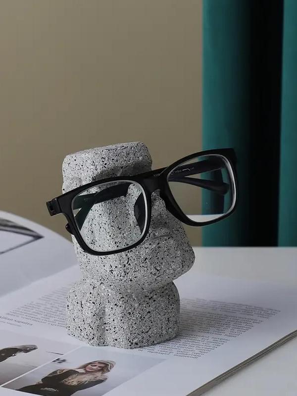 Funny Stone Decor Glasses Holder, Creative Head Design Glasses Storage Rack, Glasses Display Stand, Home Office Desktop Head Decoration, Glasses Accessories