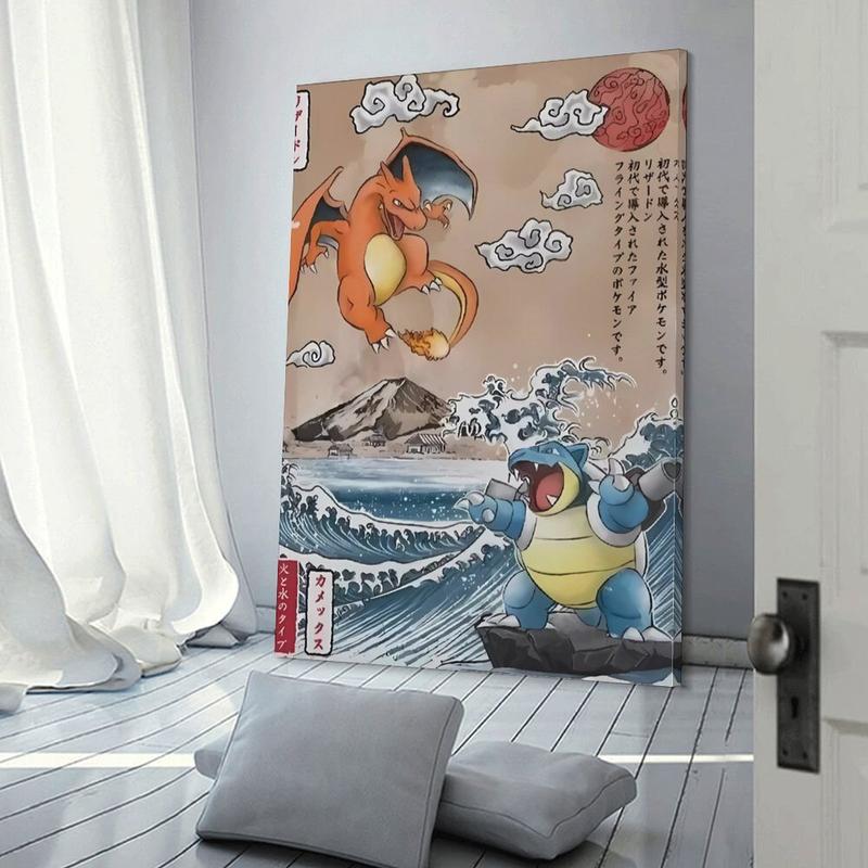 Charizard Vs Blastoise Wall Poster, Vintage Poster, Gift Poster Canvas Painting Wall Posters