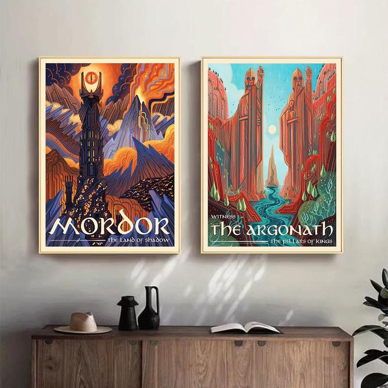 The Lord Of The Rings Themed Wall Art, 2 Counts set Modern Canvas Hanging Painting without Frame, Wall Decor for Home Living Room Bedroom