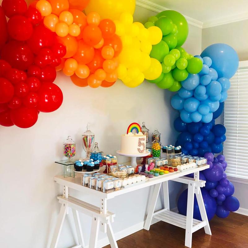 189 count Rainbow Balloon Garland Arch Kit, 7 Assorted Colors 5 12 18 Inch Latex Balloons for Birthday Party  Shower Wedding Anniversary Decoration