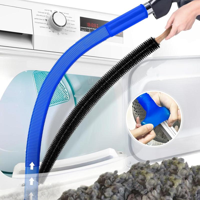 2 Count Dryer Vent Cleaner Kit Compatible with All Vacuum Cleaner, Dryer Lint Brush and Vacuum Hose Attachment with Stretch Universal Connector, Quickly Lint Remover