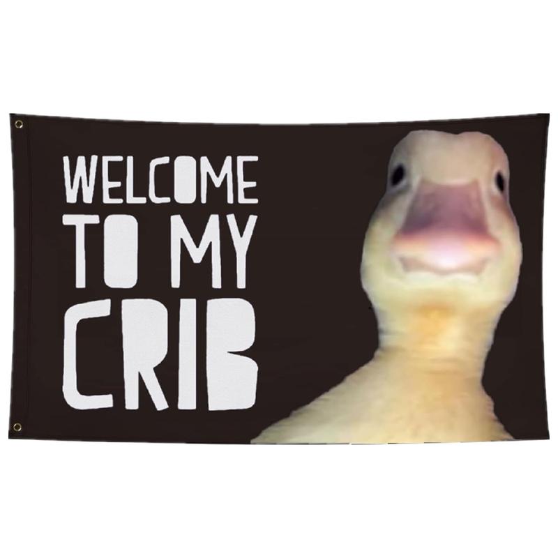 Welcome to My Crib Flag 3x5FT,Printed Polyester,Vibrant Colors, Flags with 2 Brass Grommets Banners