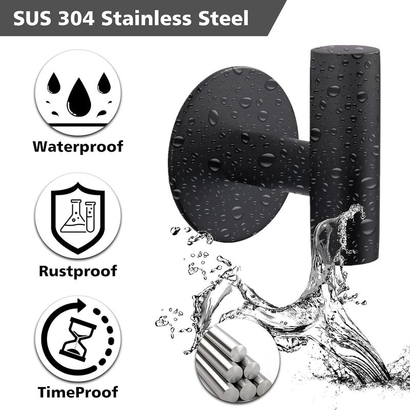 Adhesive Hooks, Heavy Duty Punch-free Wall Hooks, Stainless Steel Waterproof Shower Hooks, Multifunctional Wall Mounted Towel Hooks for Home Bathroom Bedroom Kitchen