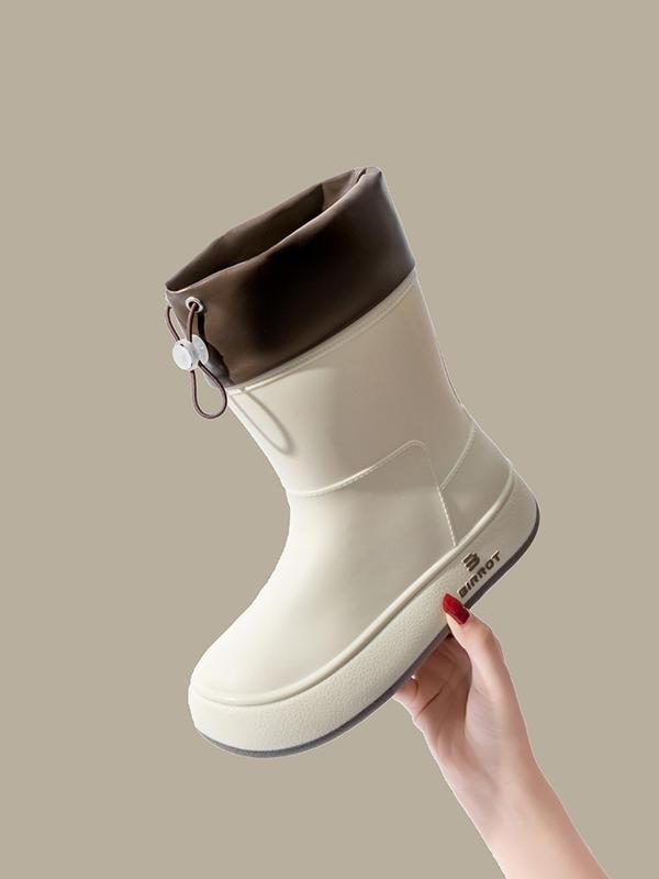 Women's Fashionable Solid Color Rain Boots, Casual Comfortable Waterproof Mid-calf Boots for Outdoor Camping, Female All-match Trendy Shoes for Daily Wear