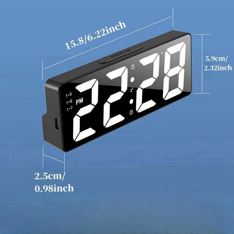 LED Display Alarm Clock, USB Charging Digital Clock with Wireless Charging Function, Home Decor for Bedroom & Office