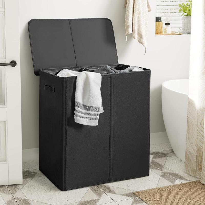 [Back to School] 154L Double Laundry Hamper with Lid, 2-Section Collapsible Organizer for Bedroom, Dorm, Bathroom, College