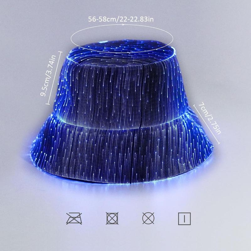 LED Hat Rave Bucket Hat, Light up Crazy Hat 7 Colors Party Hat, Glow in The Dark Party Hat USB Rechargeable Festival Gear