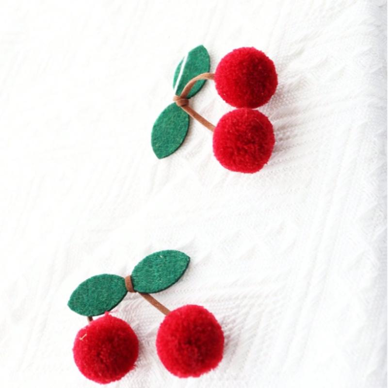 Hangable Cherry Plush Ball DIY Threading Banner for Bedroom Wall Decoration - Ornaments