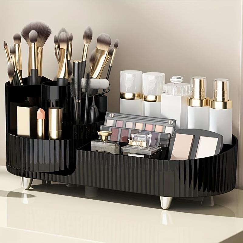 Desktop Makeup Organizer, 1 Count Rotatable Luxury Style Vanity Makeup Storage Box, Fashionable Large Capacity Cosmetic Storage Box, Desktop Organizer, Home Accessories, Room Organizer