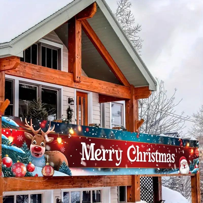 Merry Christmas Banner, 1 Count Indoor & Outdoor Decoration Banner, Christmas Decoration Supplies for Home Garden Party