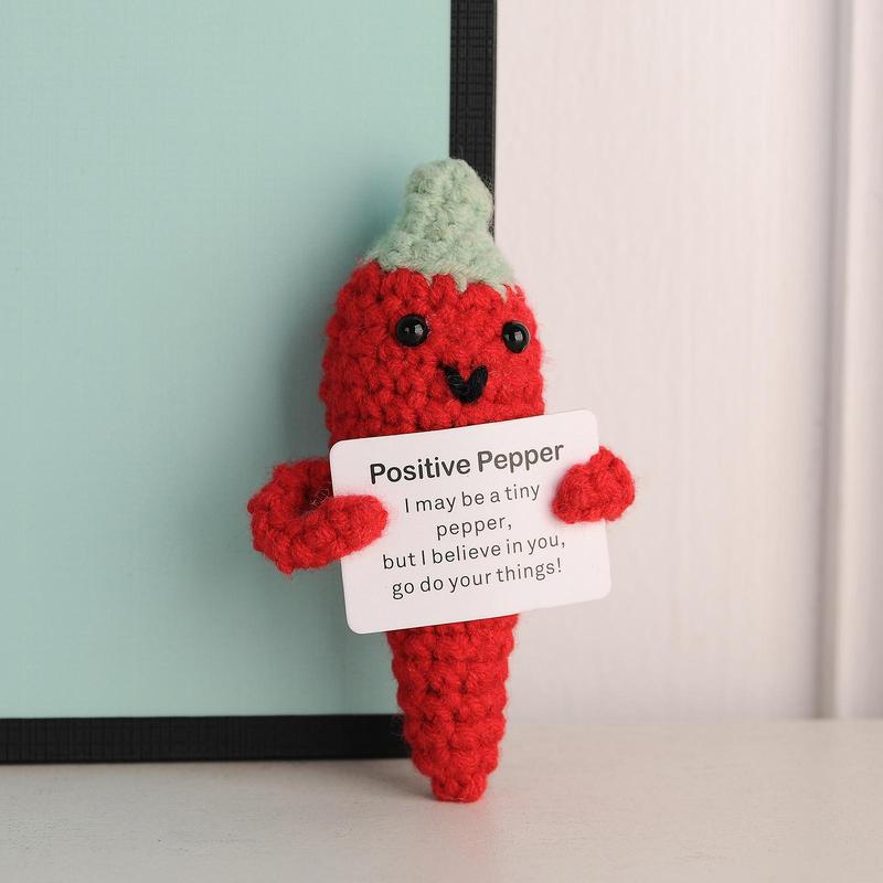 Cute Creative Chili Design Crochet Ornament, Positive Pepper Decor, Home Decor for Living Room Bedroom Office