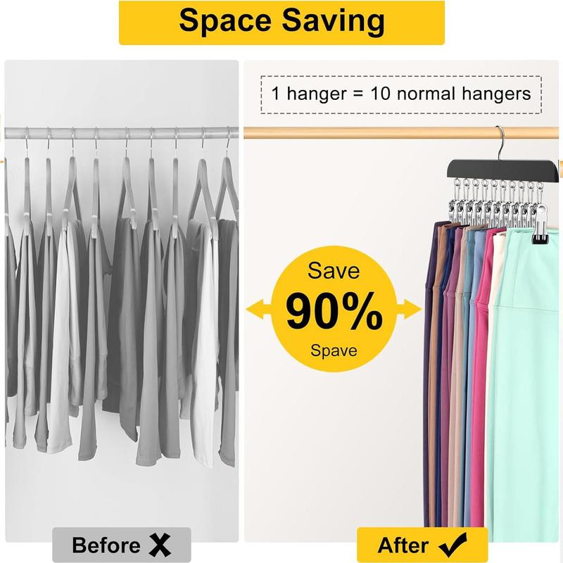 Legging Organizer for Closet, 1 Count Household Hanger with Clips for Leggings, Jeans, Hats, Shorts, Socks, 360° Rotating Space Saving Hanger