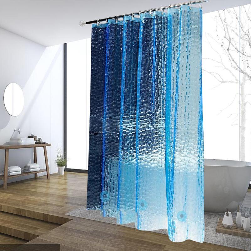 Blue Shower Curtain Liner,  Waterproof EVA 3D Shower Curtains with 3 Duty Heavy Bottom Magnets and 12 Rust Proof Grommets, 72x72 Weighted Shower Liner for Shower Stall, Bathtubs