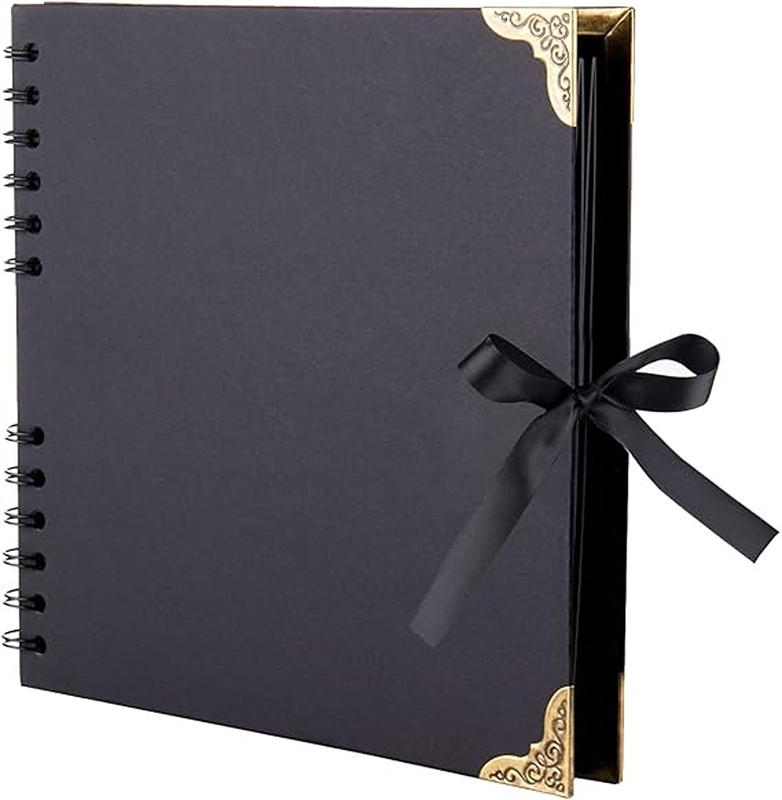 Photo Album Scrapbook 100 Pages(8.3x11.6in) Personalized, Hardcover Black Page Scrapbook