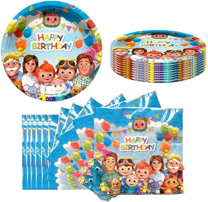 20pc serving happy birthday decoration theme party  napkins and cake plates 7inches