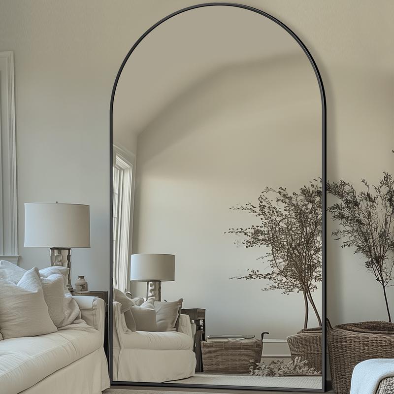 Full Length Mirror, Oversized Floor Mirror, Arched Full Body Mirror with Stand Large Floor Standing Mirror, Hanging Mounted Mirror for Bedroom, Living Room Cloakroom