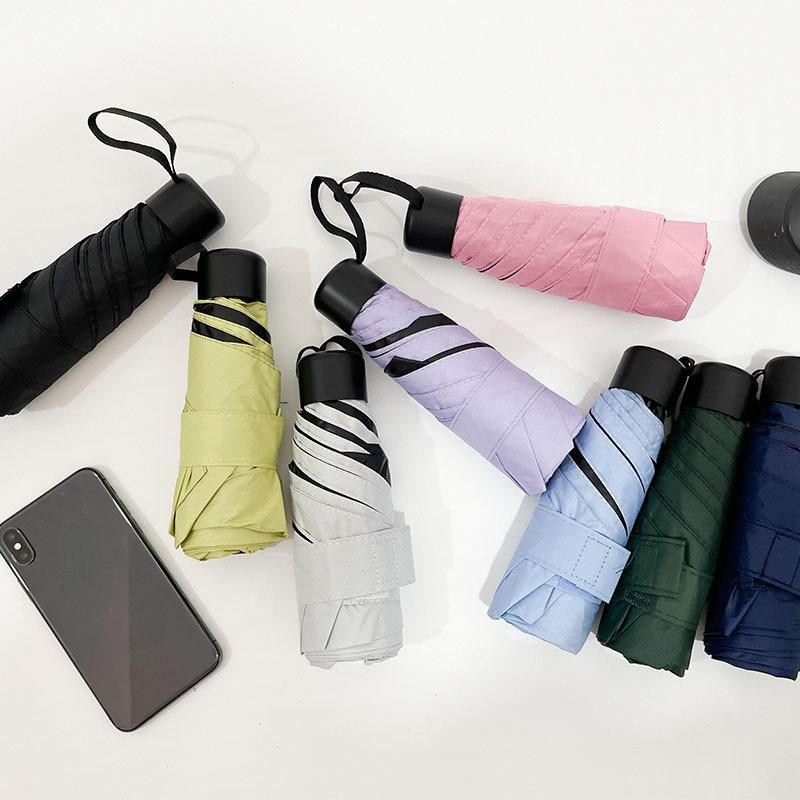 Solid Color Folding Umbrella, 1 Count Portable Lightweight Compact Durable Umbrella, Manual Umbrella for Daily Commuting & Hanging Out