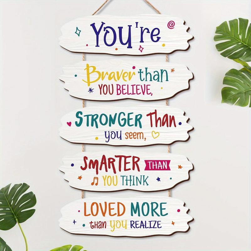 Motivational Quotes Themed Wooden Sign, 1 Count Letter Pattern Hanging Decoration, Wall Art for Home Living Room Bedroom Decor