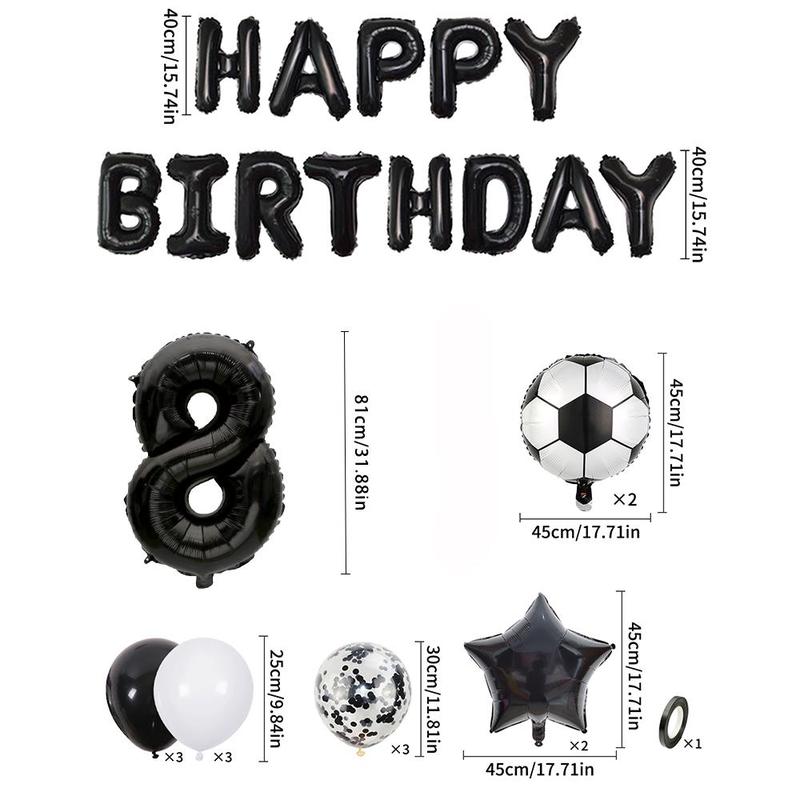  Football Themed Birthday Party Decoration, 1 Set Including Happy Birthday Football Design Balloon Set,  Birthday Party Decor Supplies for Festival Party Ceremony