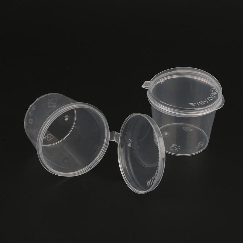 Disposable Sauce Cup with Lid (100pcs), Clear Disposable Sauce Cup, Kitchen Organizer, Food Sauce Container Box