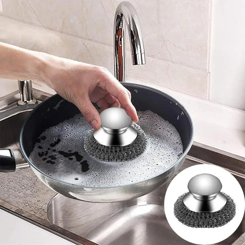 Stainless Steel Dishwashing Sponge, 1 Count Household Durable Dish Cleaning Sponge, Kitchen Cleaning Tool for Plates Pots Pans Bowel Sink