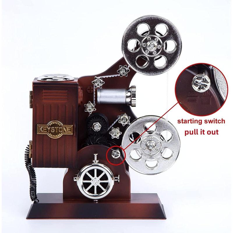 POPgifts Movie Projector Music Box,Mini Antique Vintage Craft Music Box Plays Tune for Elise Christmas Birthday Home Office Study Room Décor