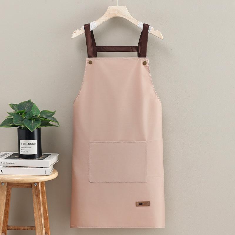 Solid Color Waterproof & Oil-proof Apron, 1 Count Durable Fashionable Apron with Pocket,  Household Apron for Home Kitchen Baking House Coffee Shop Garden