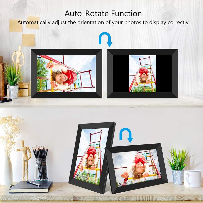 32GB FRAMEO 10.1 inch WiFi Digital Picture Frame 1280x800 HD IPS Touch Screen Smart Cloud Photo Frame, Auto-Rotate, Wall Mountable, Easy Setup to Share Photos or Videos via Frameo