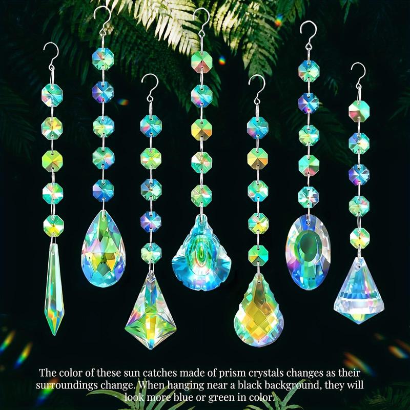 Colorful Crystal Sun Catcher, 7 Counts set Exquisite Hanging Sun Catcher, Hanging Decor for Home Garden Party Wedding Office Balcony