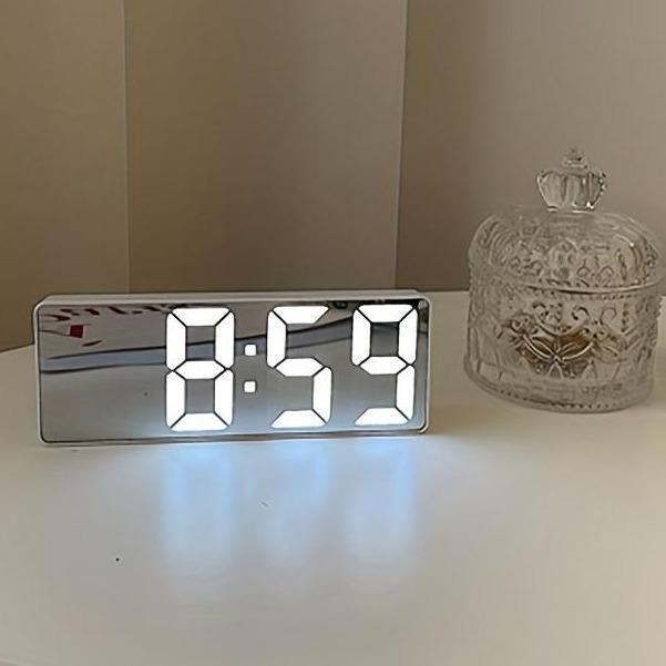 Back to School Supplies LED Digital Alarm Clock - Stylish Bedroom Display with Adjustable Brightness, Temperature Monitor, 12 24 Hour Format, and Hourly Timekeeping - No Battery or Adapter Included