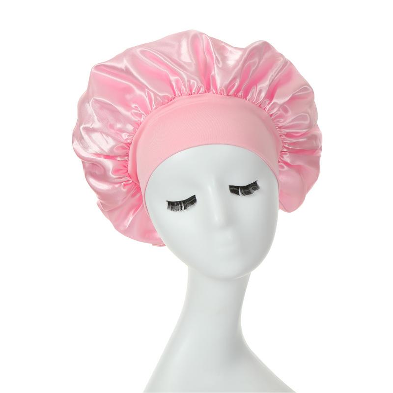 New Large Satin Bonnet Silky Night Sleeping Cap Satin Bonnet With Head Tie Band Bonnet Lace Up Shower Cap Curly Bling Hair