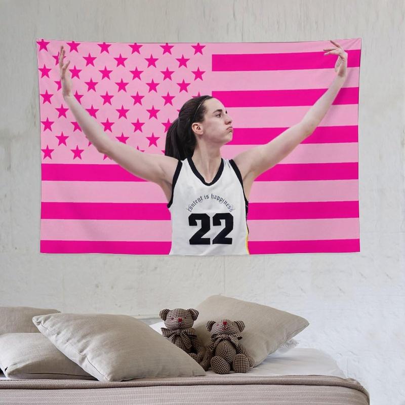 Caitlin Celebrity and Decorations Stuff American Pink Flags Wall Funny Tapestry Hanging Merch for Dorm Bedroom Decorative Aesthetic Tapestries