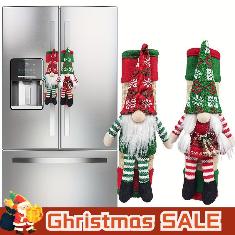 Christmas Gnome Design Refrigerator Handle Cover, 2 Counts set Cute Christmas  Refrigerator Door Handle Cover, Festive Decorations for Home Kitchen