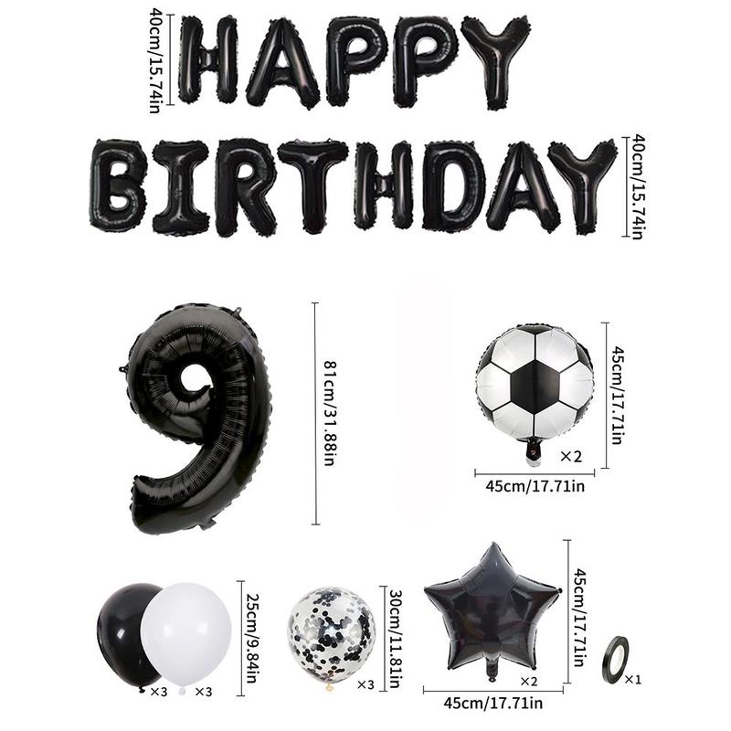  Football Themed Birthday Party Decoration, 1 Set Including Happy Birthday Football Design Balloon Set,  Birthday Party Decor Supplies for Festival Party Ceremony