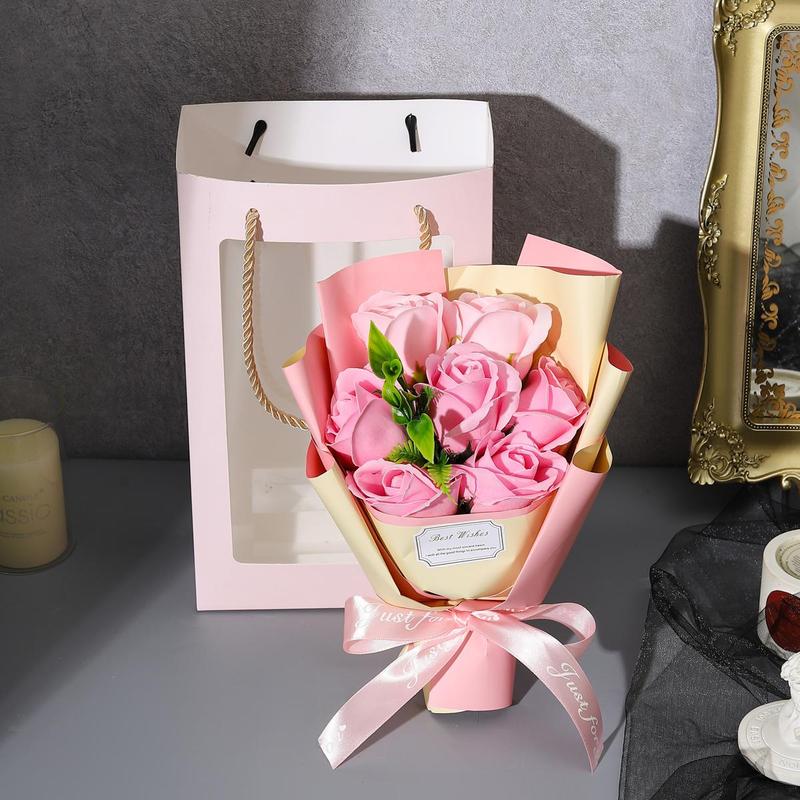 Artificial Flower Gift Box, 1 Count Colorful Romantic Flower Bouquet Gift Box, Party Decoration Supplies for  Wedding Birthday