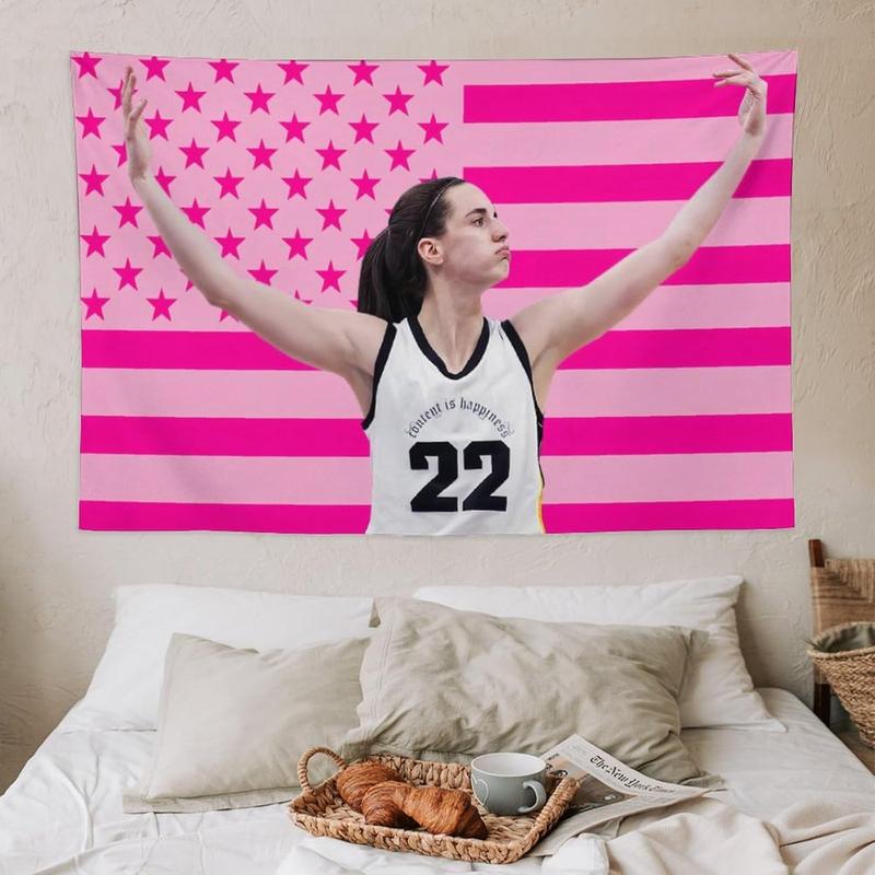 Caitlin Celebrity and Decorations Stuff American Pink Flags Wall Funny Tapestry Hanging Merch for Dorm Bedroom Decorative Aesthetic Tapestries