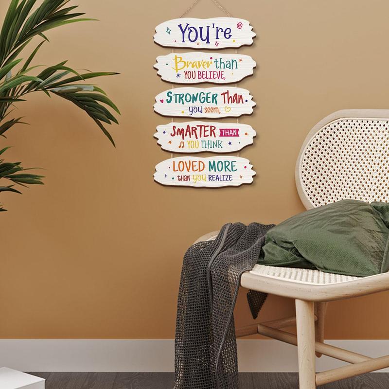 Motivational Quotes Themed Wooden Sign, 1 Count Letter Pattern Hanging Decoration, Wall Art for Home Living Room Bedroom Decor