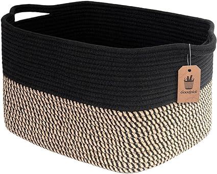 Goodpick Cube Storage Bins - Towel, Book, Cloth, Shoes, Closet Shelf Woven Baskets for Office, Toys, 13''x9.8''x9'' canasta multi Organiser