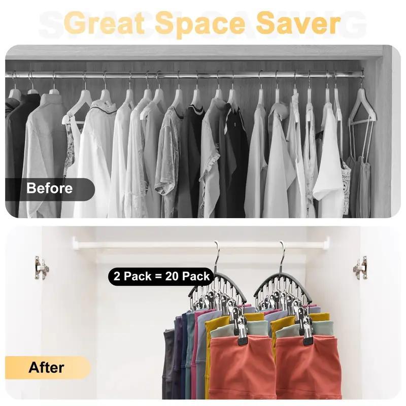 Curved Design Hanger with 10 Clip, Space Saving Clothes Hanger, Multifunctional Home Organizer for Bedroom Wardrobe