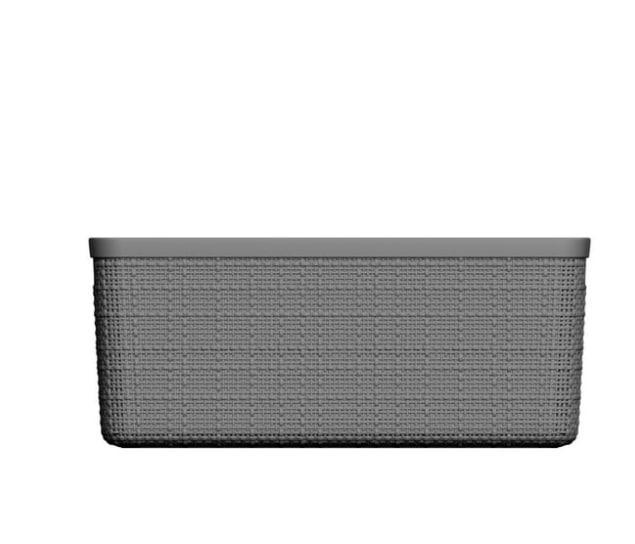 Cver Jute Medium Grey Plastic Storage Basket