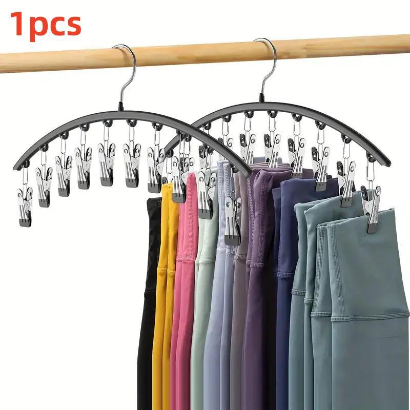 Curved Design Hanger with 10 Clip, Space Saving Clothes Hanger, Multifunctional Home Organizer for Bedroom Wardrobe