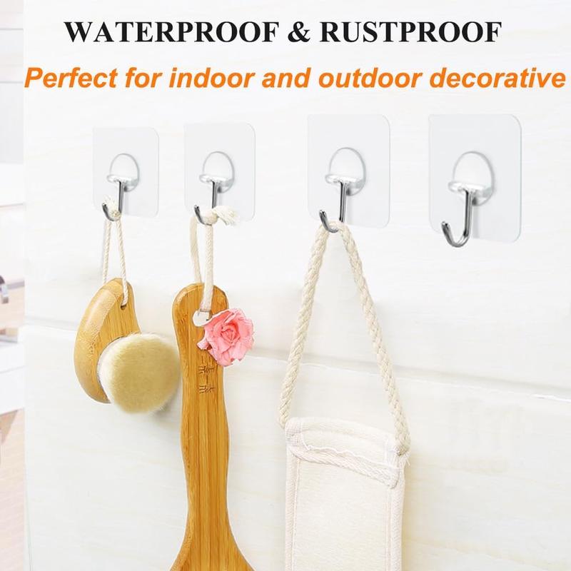 Adhesive Hooks 15lb(Max) 180 Degree Rotating Heavy Duty Sticky Wall Hooks for Hanging Space Saving Towel Hooks Holder Seamless Stick on Bathroom Kitchen Office Outdoors-20 Packs