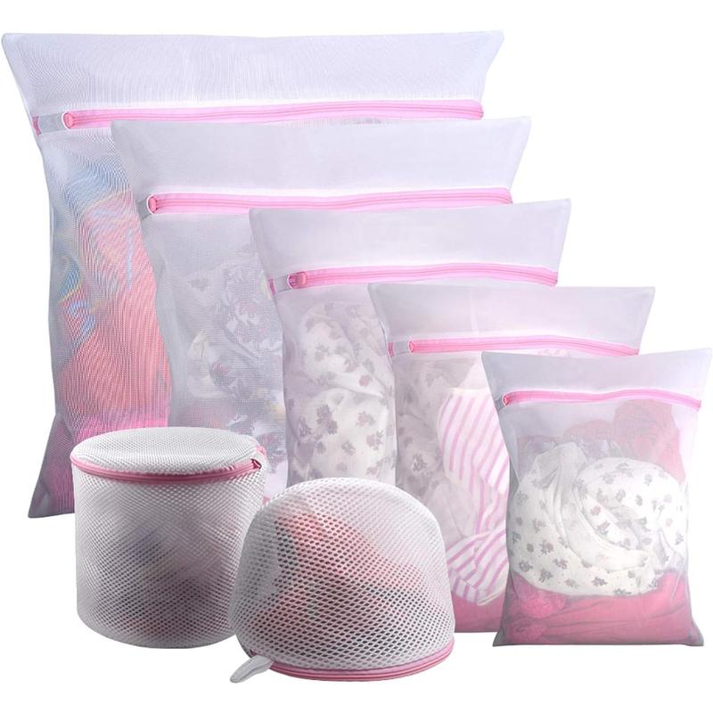 7Pcs Mesh Laundry Bags for Delicates with Premium Zipper, Travel Storage Organize Bag, Clothing Washing Bags for Laundry, Blouse, Bra, Hosiery, Stocking, Underwear, Lingerie