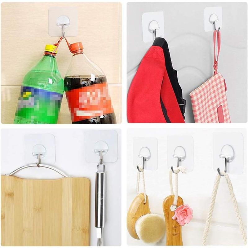 Adhesive Hooks 15lb(Max) 180 Degree Rotating Heavy Duty Sticky Wall Hooks for Hanging Space Saving Towel Hooks Holder Seamless Stick on Bathroom Kitchen Office Outdoors-20 Packs