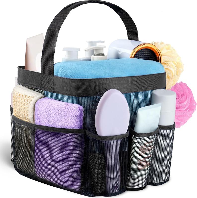 Mesh Shower Caddy Portable for College Dorm Room Essentials with 8 Pockets, Hanging Shower Caddy Dorm Basket, Quick Dry Shower Bag for Bathroom