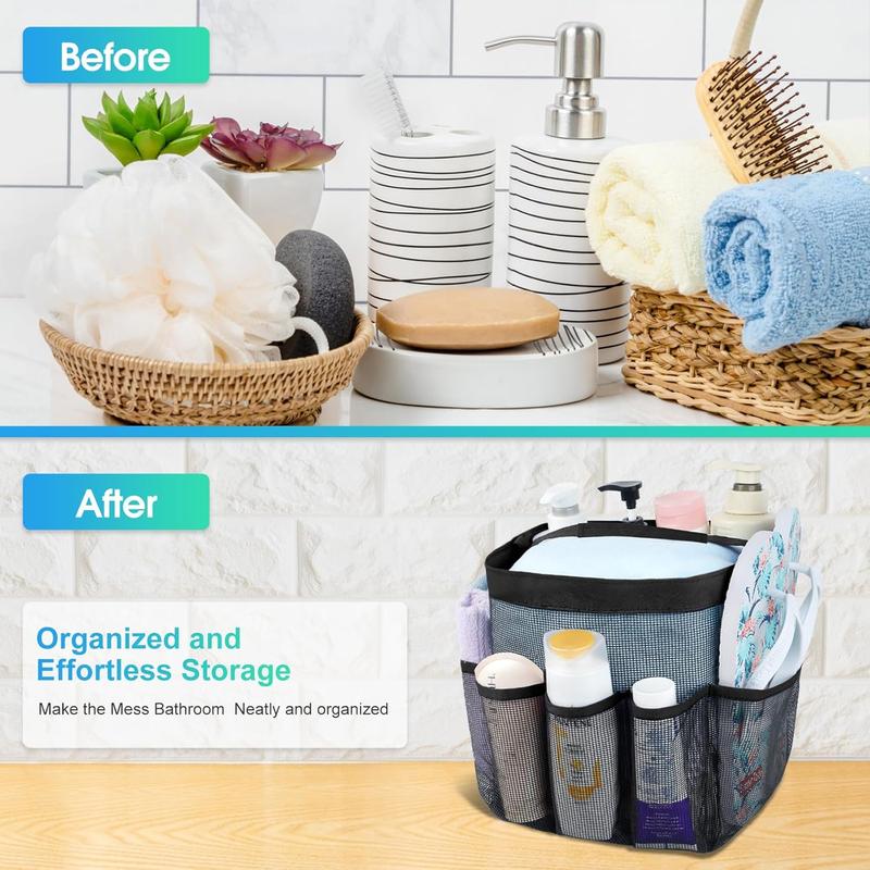 Mesh Shower Caddy Portable for College Dorm Room Essentials with 8 Pockets, Hanging Shower Caddy Dorm Basket, Quick Dry Shower Bag for Bathroom