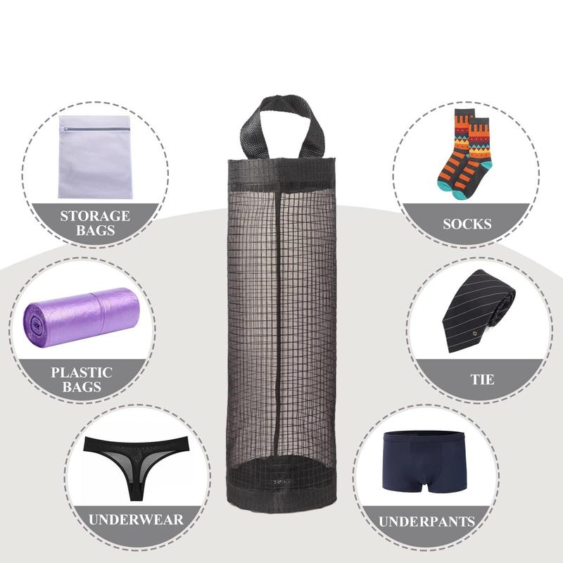 Mesh Hanging Plastic Bag Holder, Hangable Trash Bag Organizer Flash Sale Items, Mesh Hanging Storage Dispenser, Kitchen Organizer, Kitchen Utensils & Gadgets, Kitchen Accessories