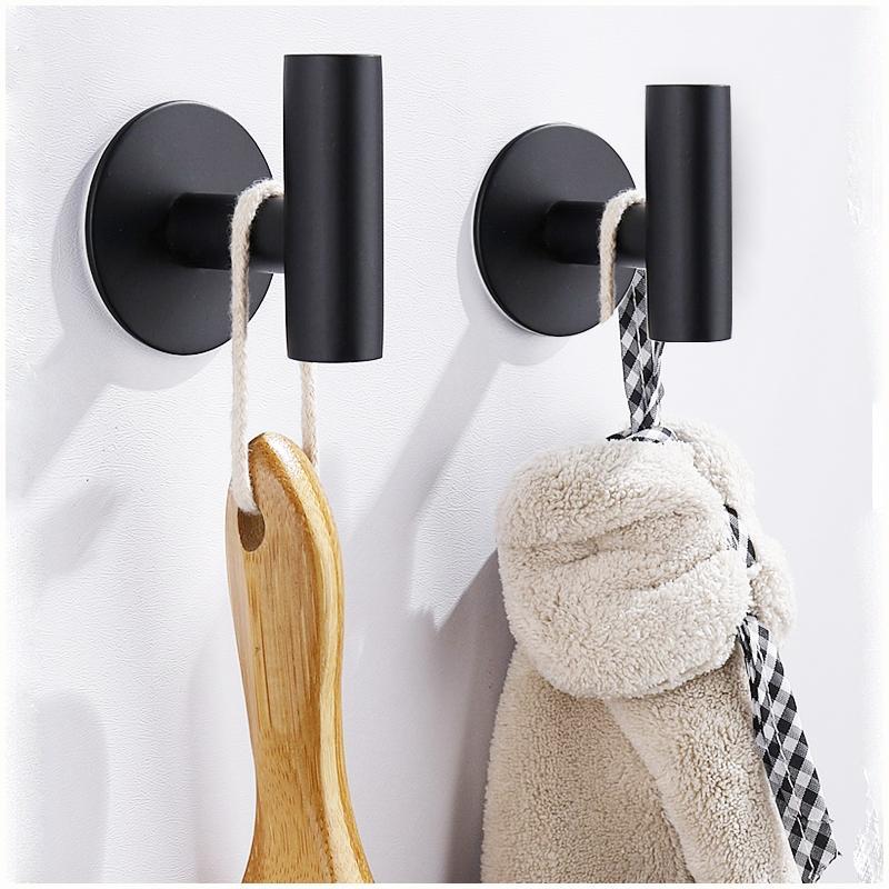 Self Adhesive Hook, 2pcs Stainless Steel Wall Mounted Towel Hook, Simple Trendy Multi-purpose Sticky Hook, Bathroom Accessories, Kitchen Organizer, Home Organizers