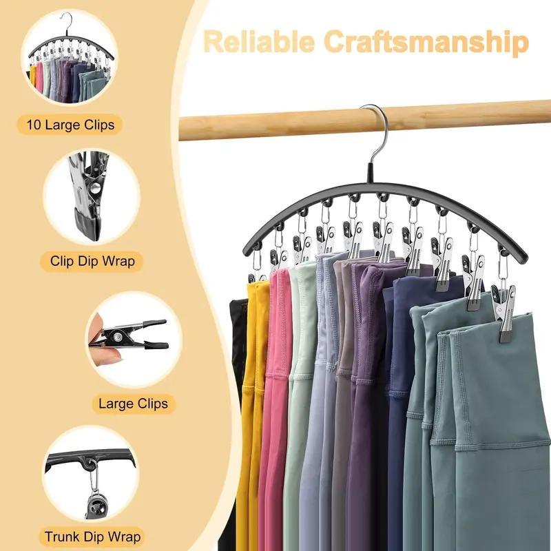 Curved Design Hanger with 10 Clip, Space Saving Clothes Hanger, Multifunctional Home Organizer for Bedroom Wardrobe